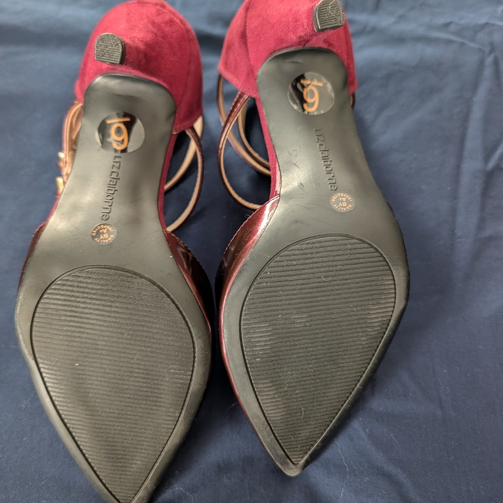 Liz Claiborne Burgundy Strappy Heels - Picture 4 of 4